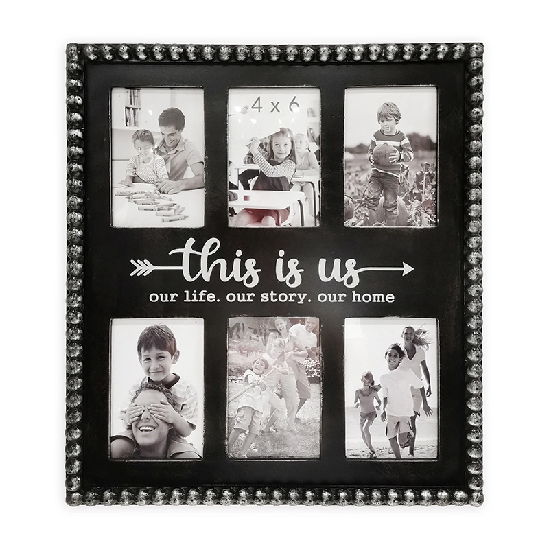 Wooden Photo Frame with 6 Photos in Size 4X6&quot;, MDF Picture Frame with Bead Line Decoration, Promotional Photo Frame