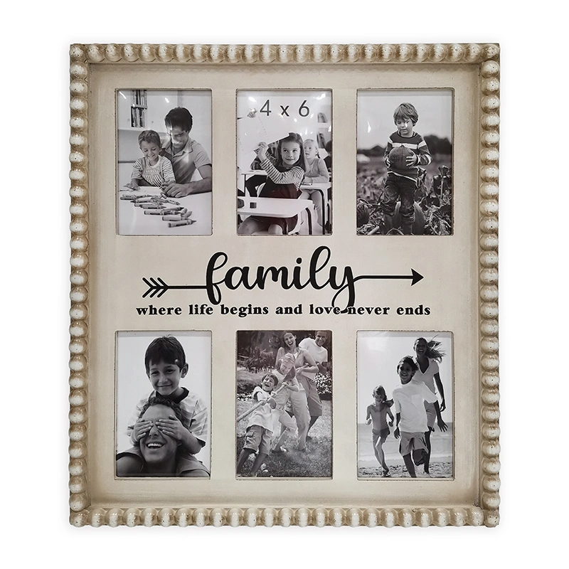 Wooden Photo Frame with 6 Photos in Size 4X6&quot;, MDF Picture Frame with Bead Line Decoration, Promotional Photo Frame