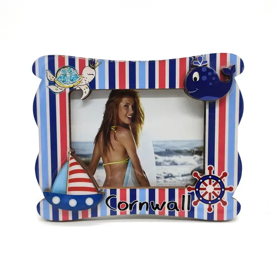 Custom Logo MDF Wood Nautical Beach Tourist Souvenir Small Mini Photo Frame 