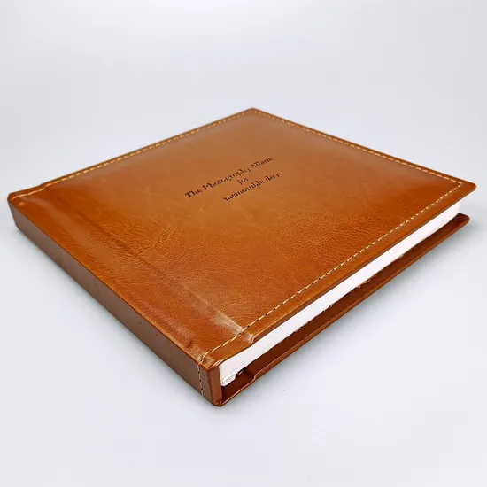 Elegant Leather Photo Album with Unique Sewing and Embossing Effects Leather Cover 