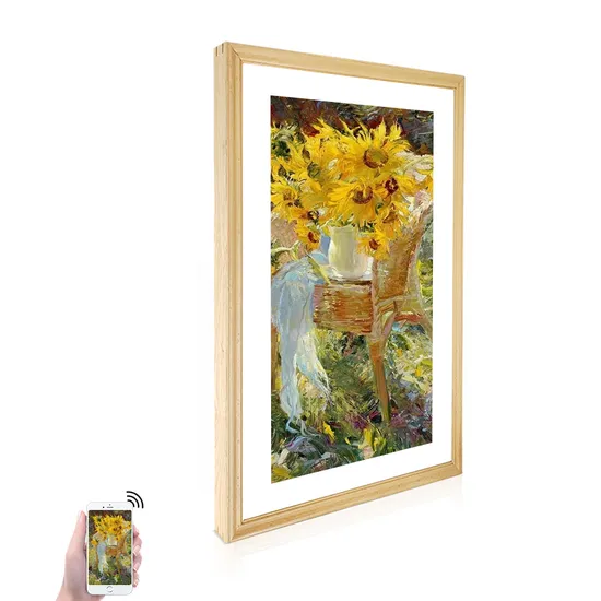Digital Photo Frames Alarm Clock LCD Screen Wooden Android Art Photo Frame 