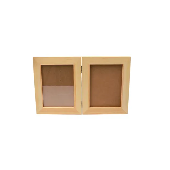 FSC&BSCI 4X6 Double Picture Frame Wooden Hinged Photo Frame 
