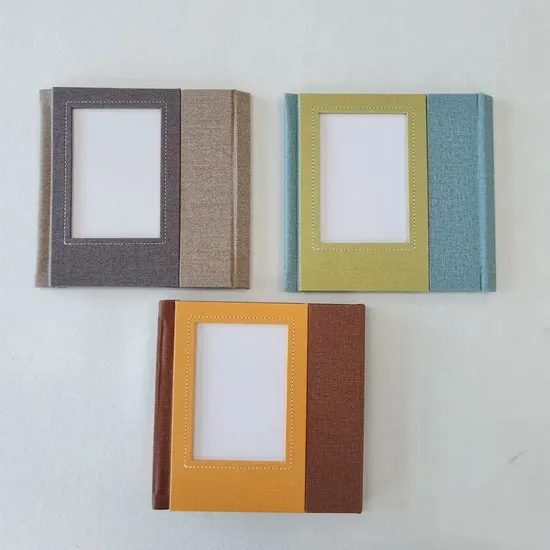 High Quality Custom Linen Cover Photo Album Gold Emboss Album Cover Self